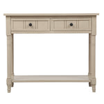 TREXM Daisy Series Console Table Traditional Design with Two Drawers and Bottom Shelf (Retro Grey)