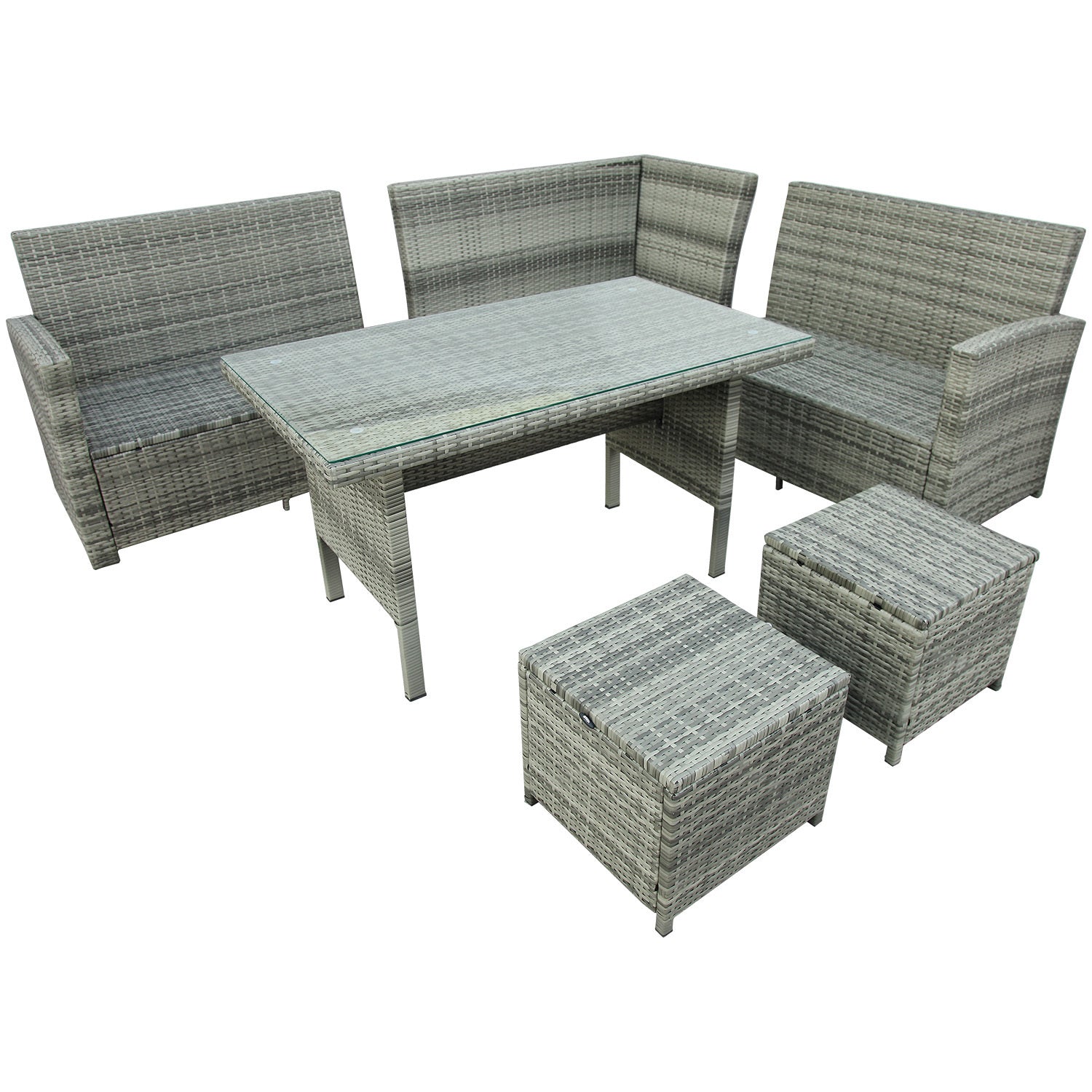 Patio Furniture Outdoor Sectional Sofa Set, Gray (6Pcs)