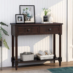 TREXM Daisy Series Console Table Traditional Design with Two Drawers and Bottom Shelf (Espresso)