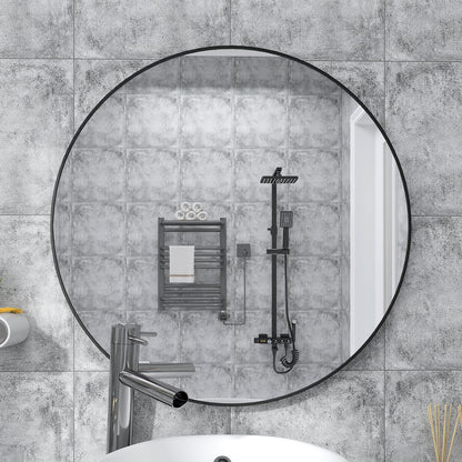 32" Wall Circle Mirror Black