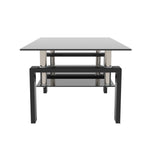 Rectangle Black Glass Coffee Table, Clear Coffee Table，Modern Side Center Tables for Living Room， Living Room Furniture