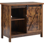 Locker&TV Stand，Barn door modern &farmhousewood entertainment center，  Console for Media,removable door panel & living room with for tvs up to 32'',BARNWOOD/BLACK