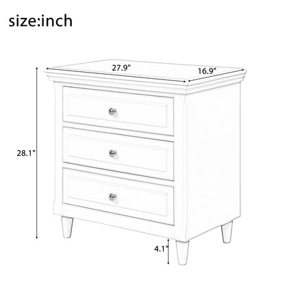 3-Drawer Wood Nightstand