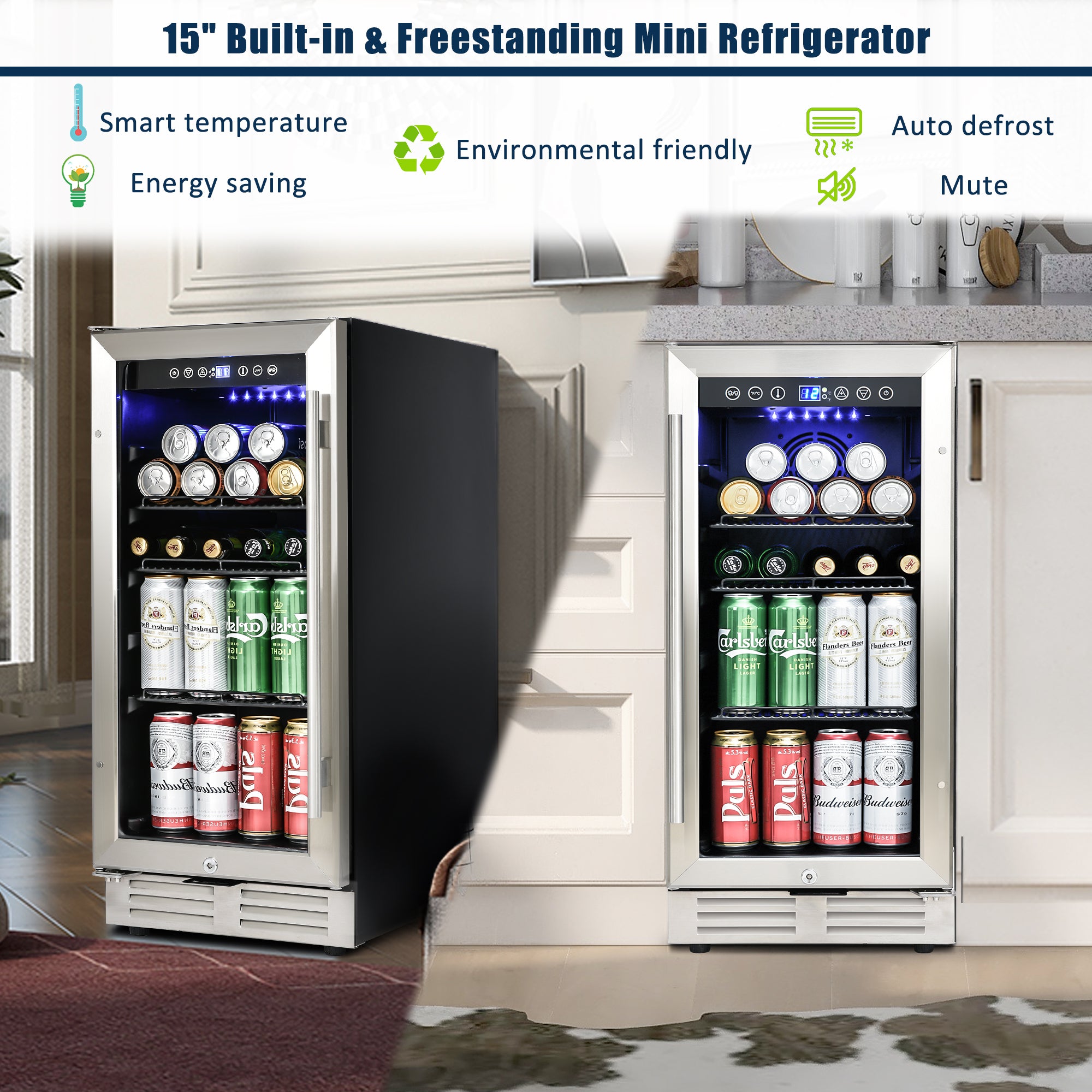 Built-in and Freestanding 15" Mini Beverage Refrigerator