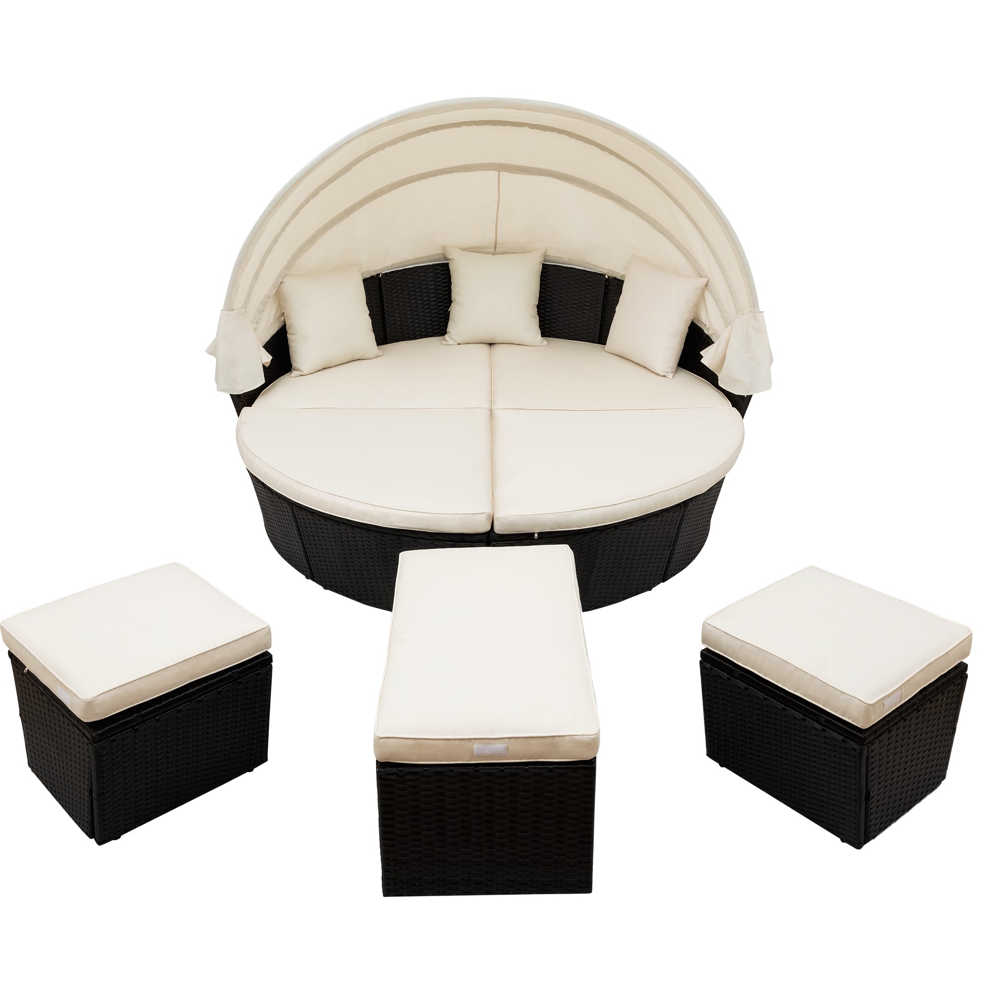 Outdoor Rattan Daybed Sunbed Set