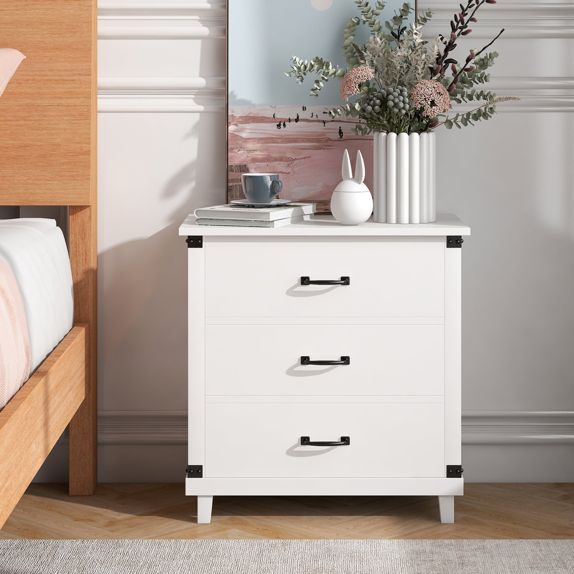 Modern Bedroom Nightstand White