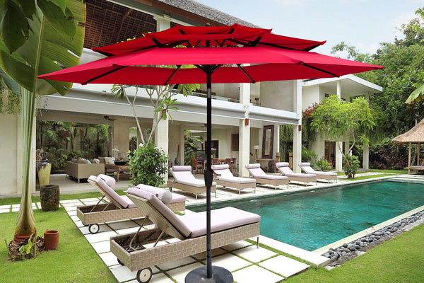 Outdoor Patio  Umbrella 3-Tiers, Red