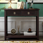 TREXM  Console Table with 2 Drawers and Bottom Shelf, Entryway Accent Sofa Table (Espresso)