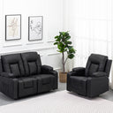 COMHOMA PU Massage Recliner with Swivel, Heat & Cup Holders H7134