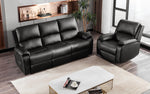 COMHOMA PU Leather Recliner Sofa Modern Reclining Loveseat 2-Seater Sofa with Flipped Middle Backrest WMT H7136