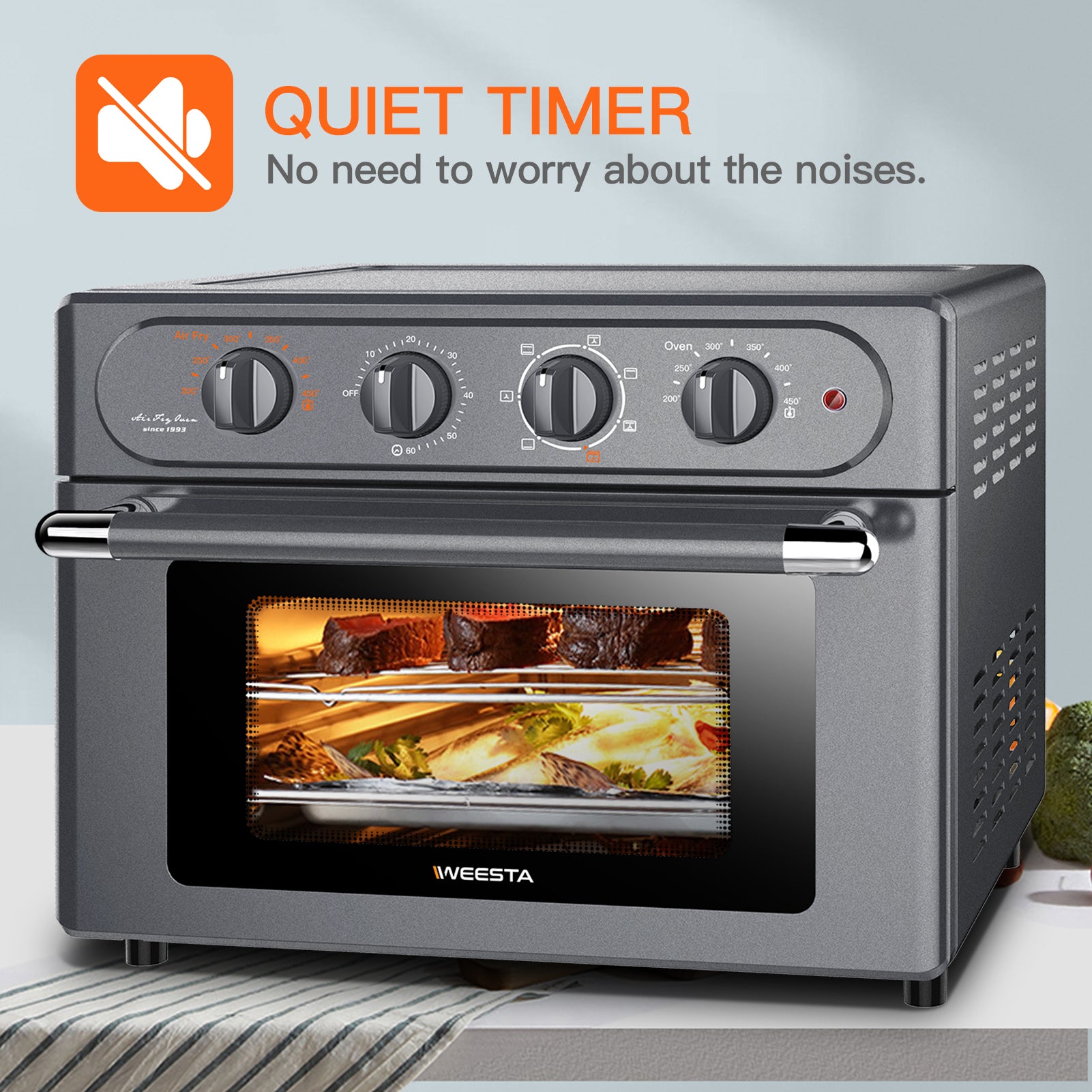 Air Fryer Toaster Oven Combo, Gray