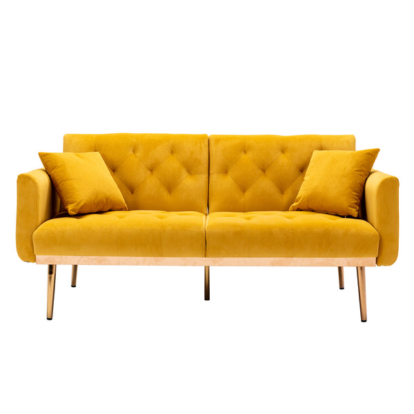 Mango Color Velvet Loveseat Sofa