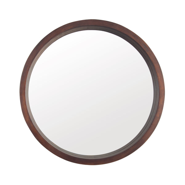 24" Circle Mirror with Wood Frame