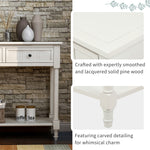 TREXM Daisy Series Console Table Traditional Design with Two Drawers and Bottom Shelf (Ivory White)