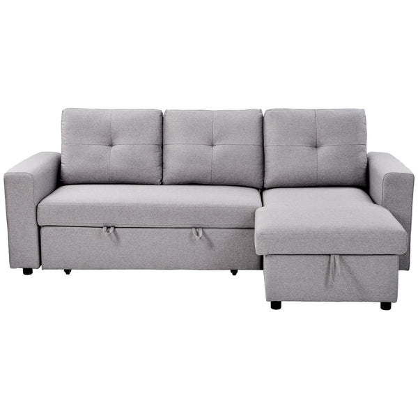 Reversible Pull out Sleeper L-Shaped Sectional Storage Sofa Bed