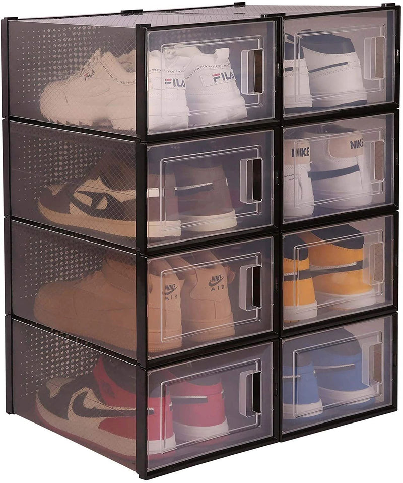 Foldable Storage Shoe Box  (8 Pack - Black)