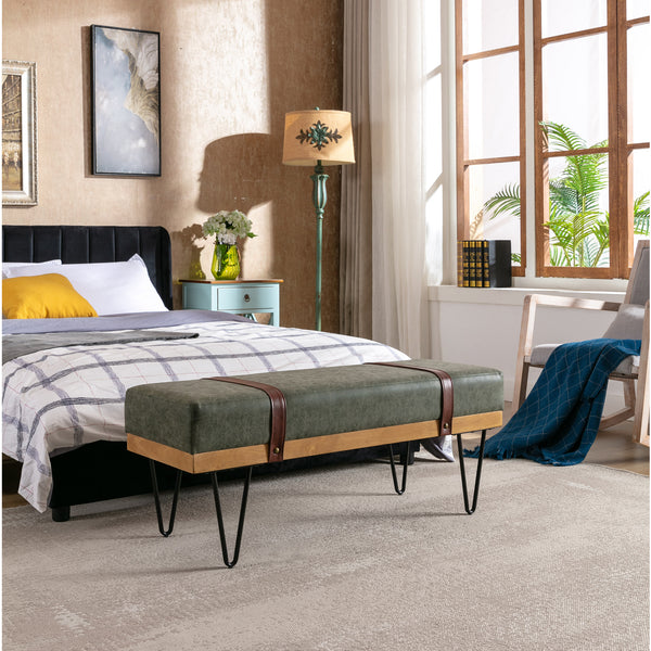 Upholstered solid wood frame Rectangle bed bench