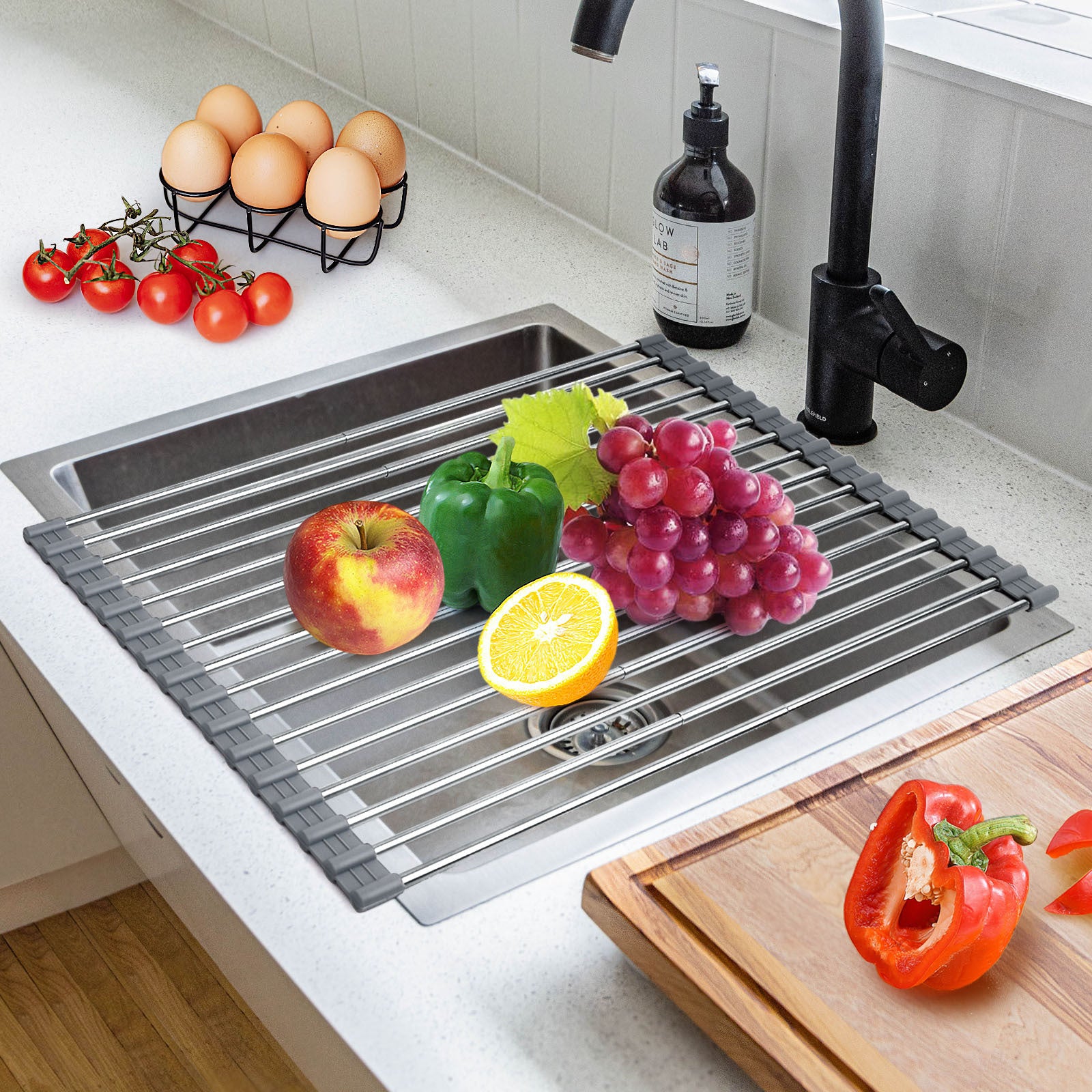 Stainless SteelFoldable Retractable Kitchen Sink Dish Rack