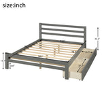 Platform full bed with drawers, gray