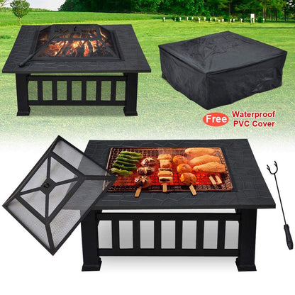 Upland Charcoal Fire Pit with Cover-Antique Finish