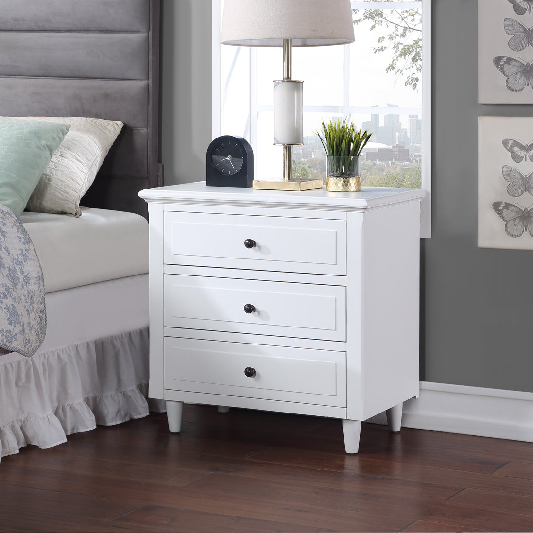 3-Drawer Wood Nightstand