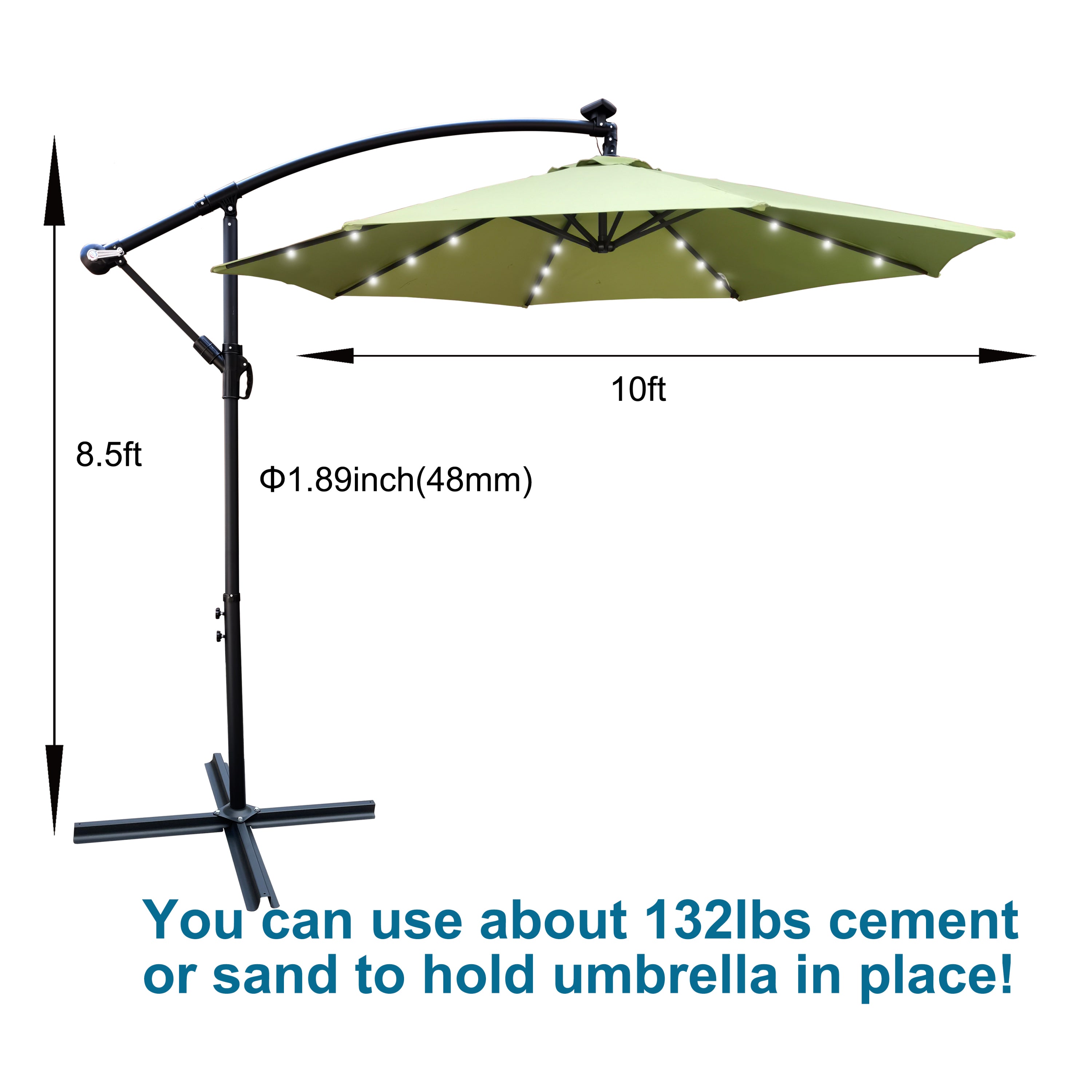 Outdoor Patio Umbrella Solar Powered LED Lighted Sun Shade