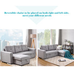 Reversible Pull out Sleeper L-Shaped Sectional Storage Sofa Bed