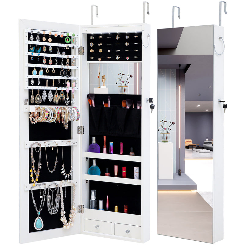 Fashion Simple Jewelry Storage Mirror Cabinet With LED Lights