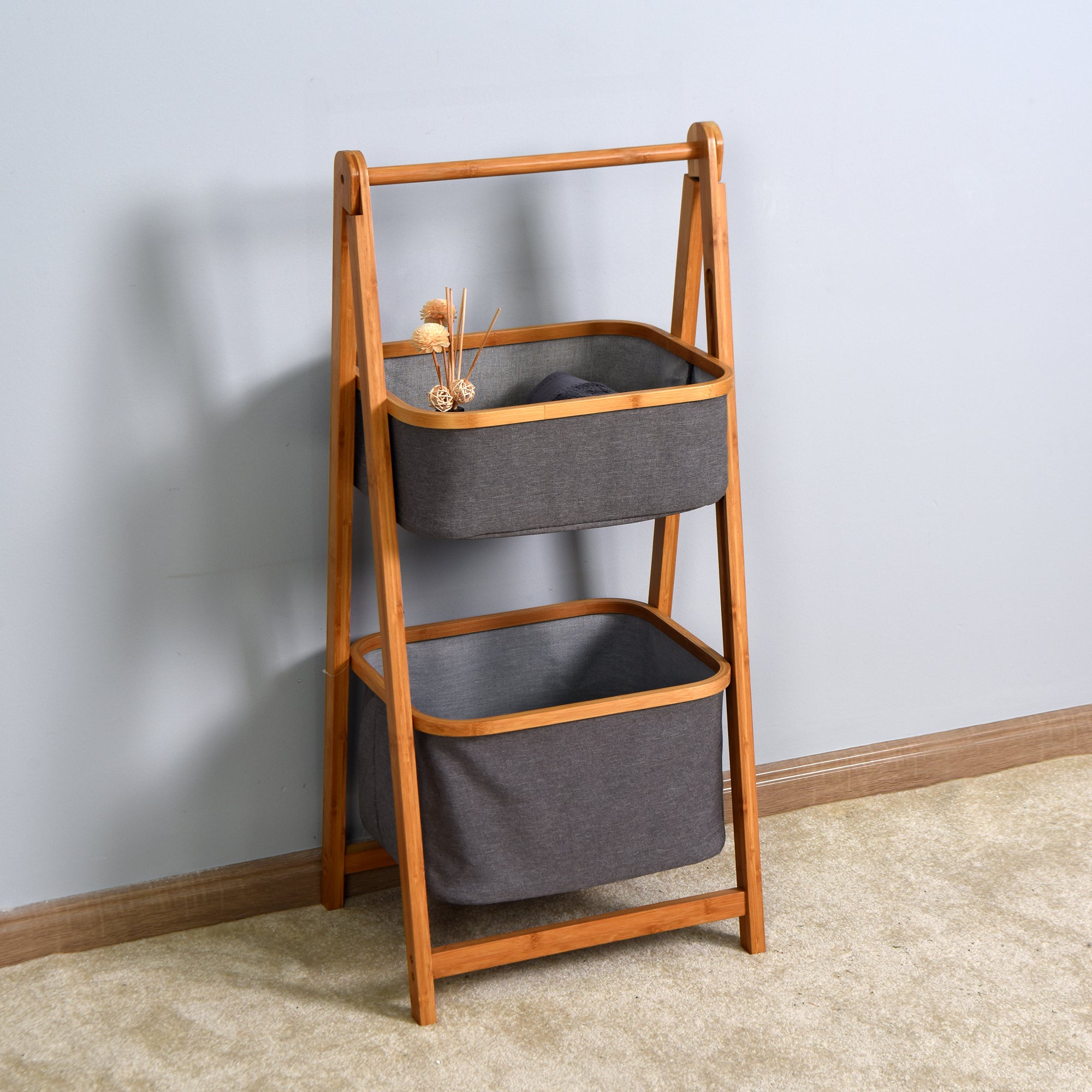 2-Tier Storage Bamboo Rack