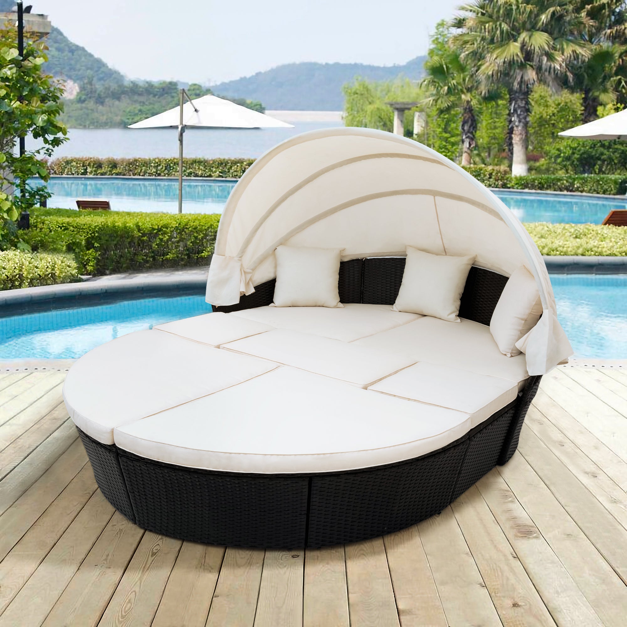 Outdoor Rattan Daybed Sunbed Set
