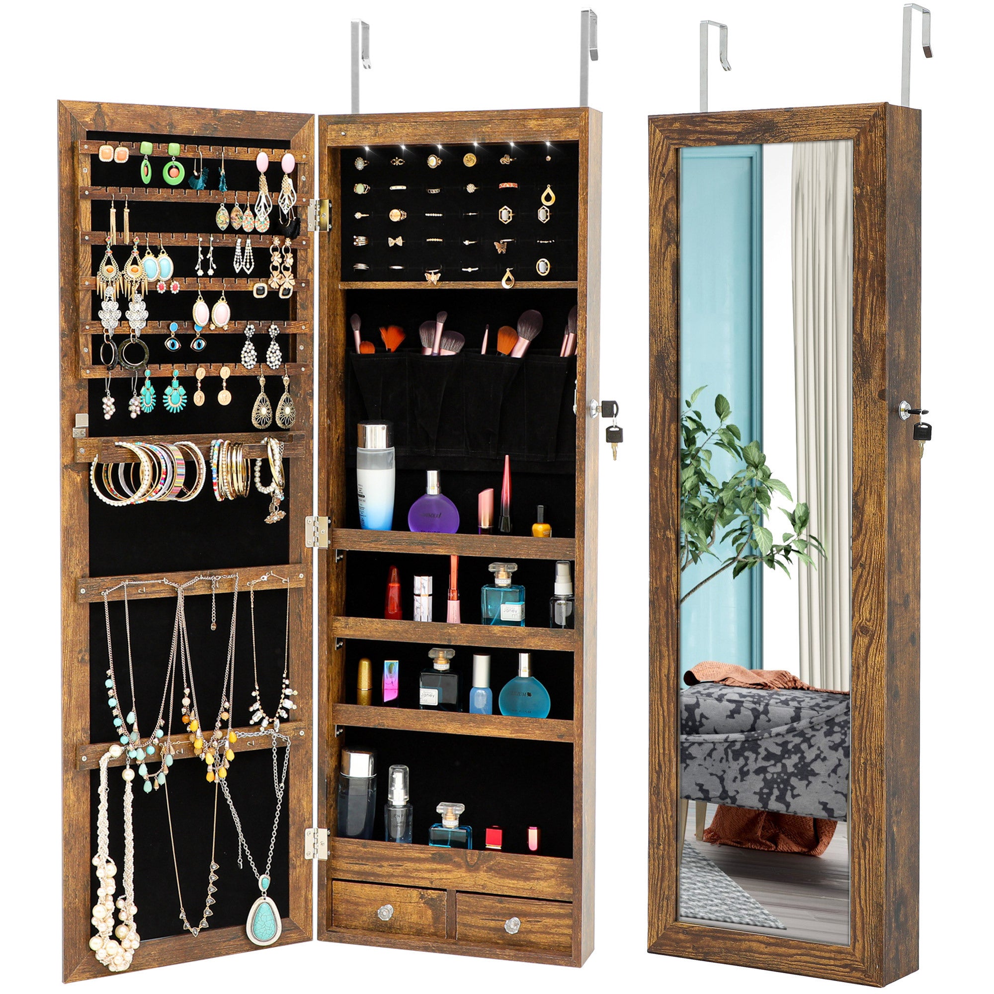 Fashion Jewelry Storage Mirror Cabinet