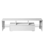 White morden TV Stand with LED Lights,high glossy front TV Cabinet,can be assembled in Lounge Room, Living Room or Bedroom,color:WHITE