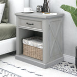 Old Paint Style Modern Wooden Nightstand Gray