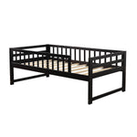 Kids' Twin Beds with Safety Rail and Movable Trundle