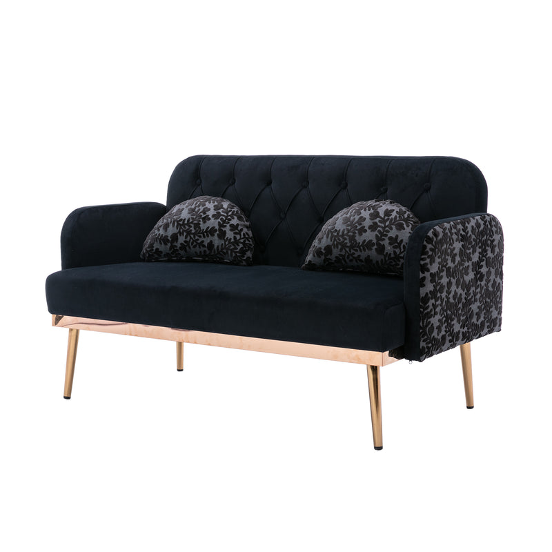 Black Velvet Loveseat Sofa