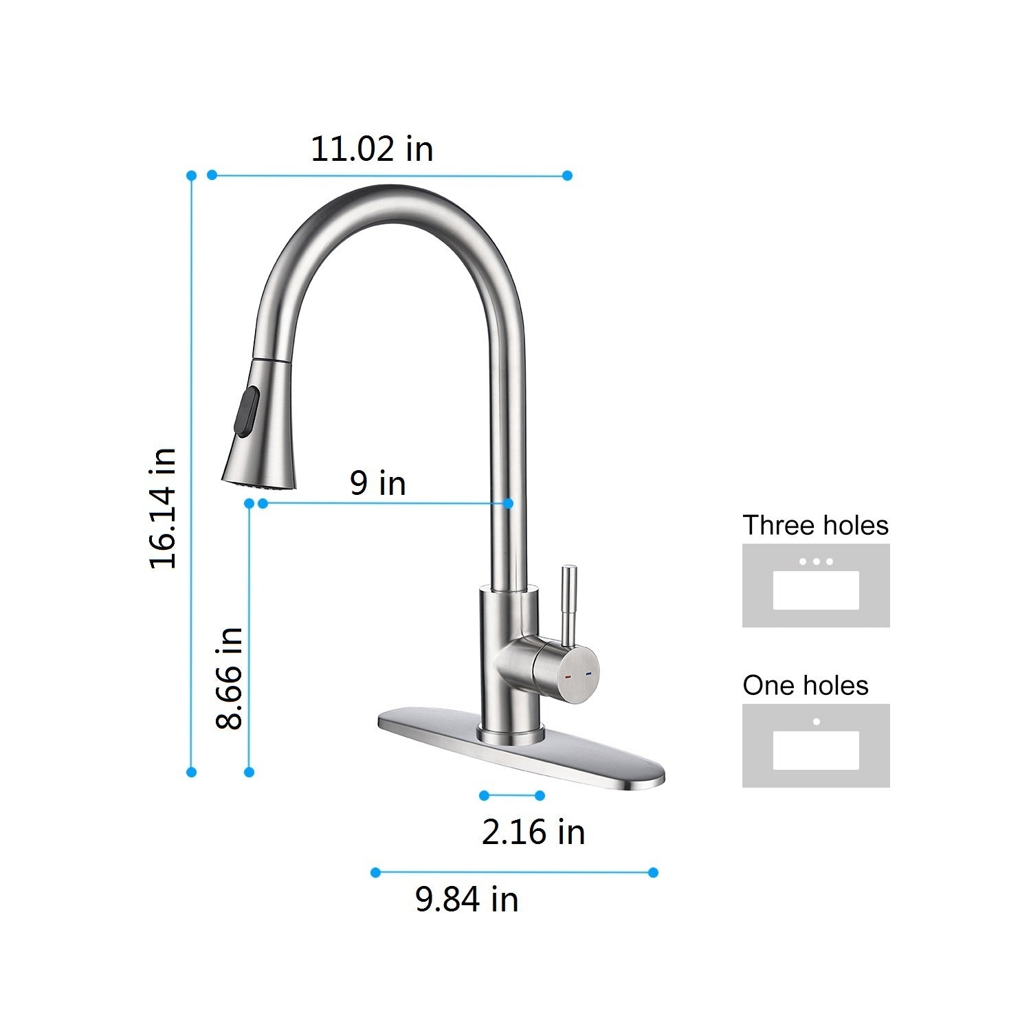 Pullout Spray Kitchen Faucet // NS03-White