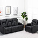 COMHOMA PU Massage Recliner with Swivel, Heat & Cup Holders H7134