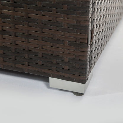 Outdoor Gas Fire Pit Square, Dark Brown