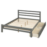 Platform full bed with drawers, gray