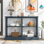 TREXM Console Table with 3-Tier Open Storage Spaces and “X” Legs, Narrow Sofa Entry Table for Living Room, Entryway and Hallway (Navy Blue)