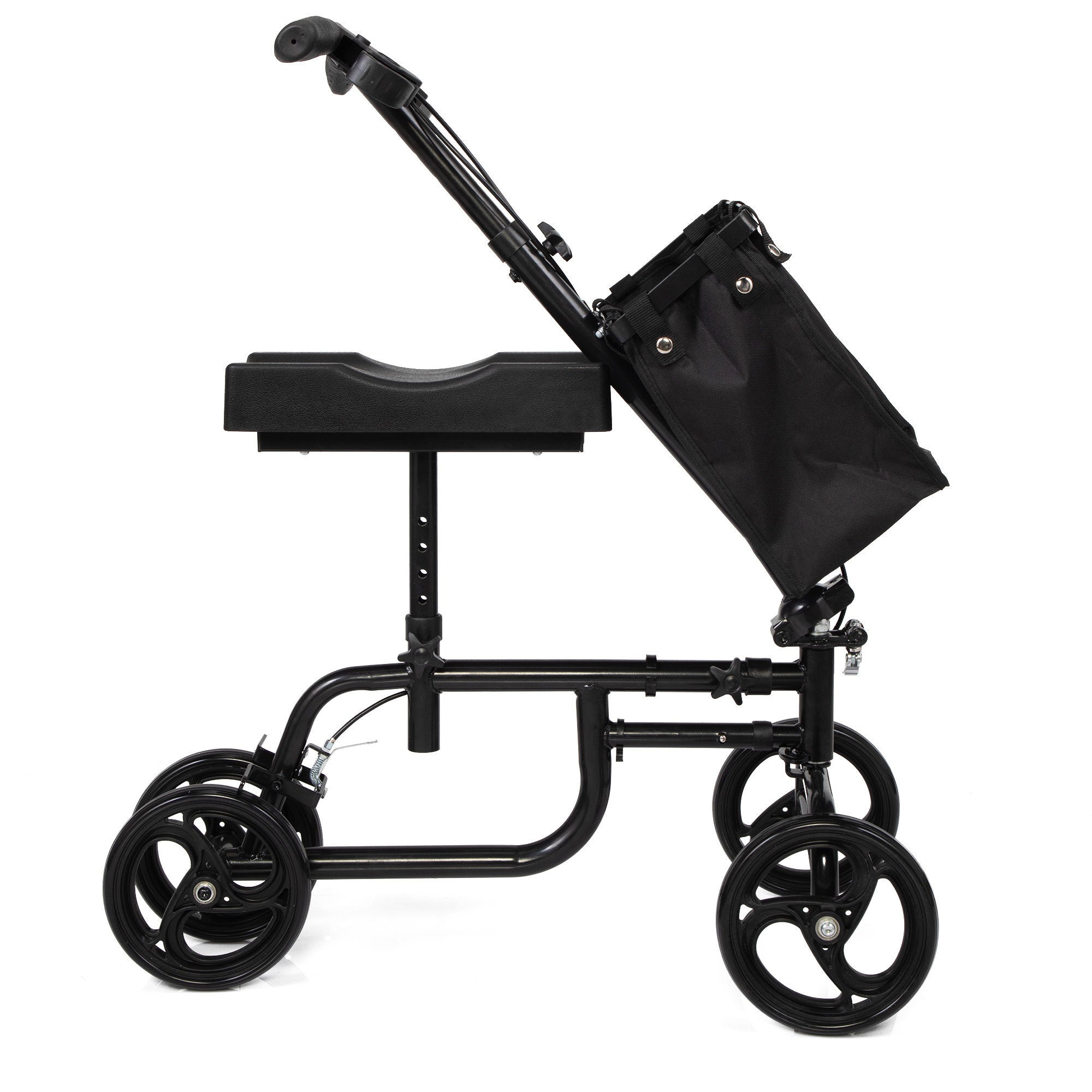 Folding Knee Scooter, Steerable Leg Walker, Black