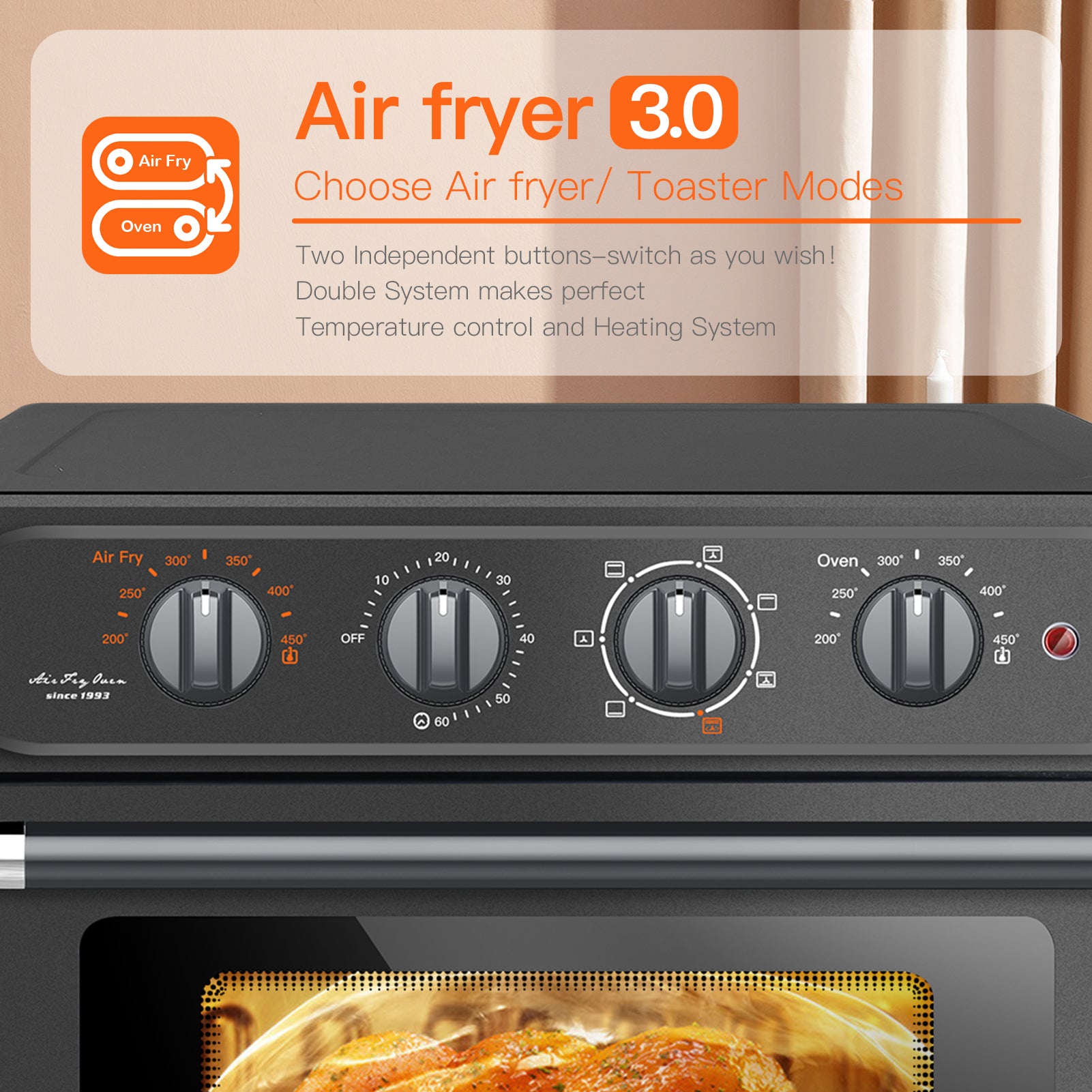 Air Fryer Toaster Oven Combo, Gray