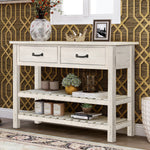 TREXM  Retro Console Table for Entryway with Drawers and Shelf Living Room Furniture (Antique White)