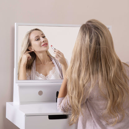 Wooden Mirror Vanity Desk White