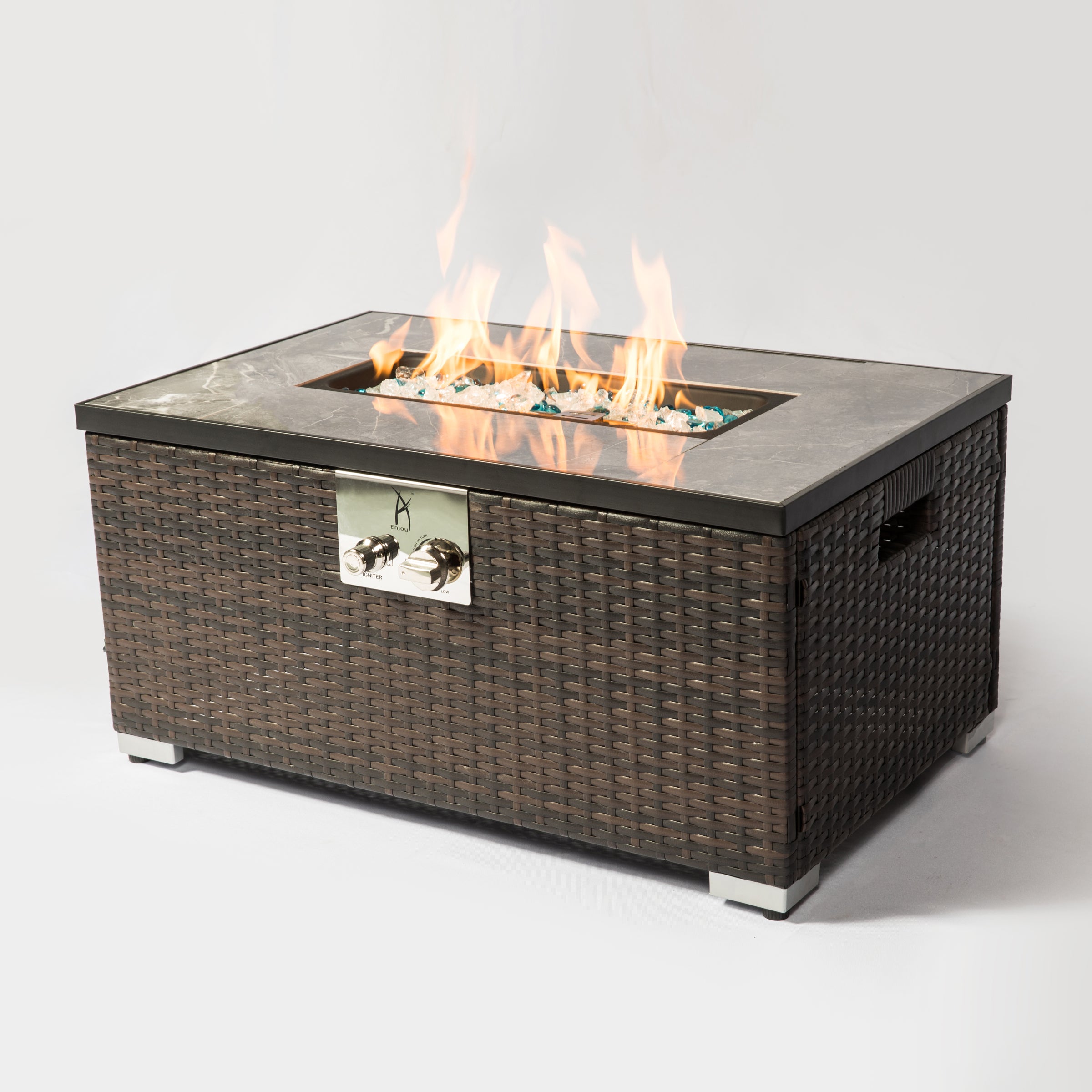 Rattan gas fire table