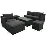 GO Large Outdoor Wicker Sofa Set, PE Rattan, Movable Cushion, Sectional Lounger Sofa, For Backyard, Porch, Pool, Gray.