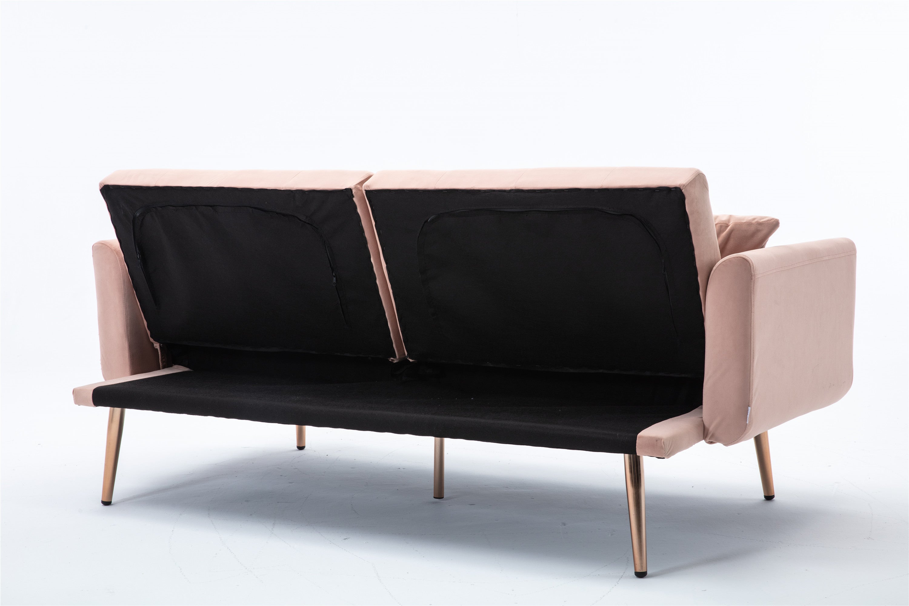 Giga Pink Velvet Loveseat Sofa With Rose Gold Metal Feet