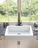 30"L x 19" W Farmhouse/Apron Front White Ceramic Kitchen Sink