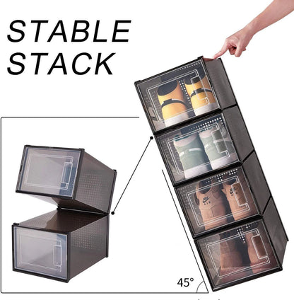 Foldable Storage Shoe Box  (8 Pack - Black)