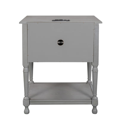 Versatile Nightstand with USB Charging Design, Gray